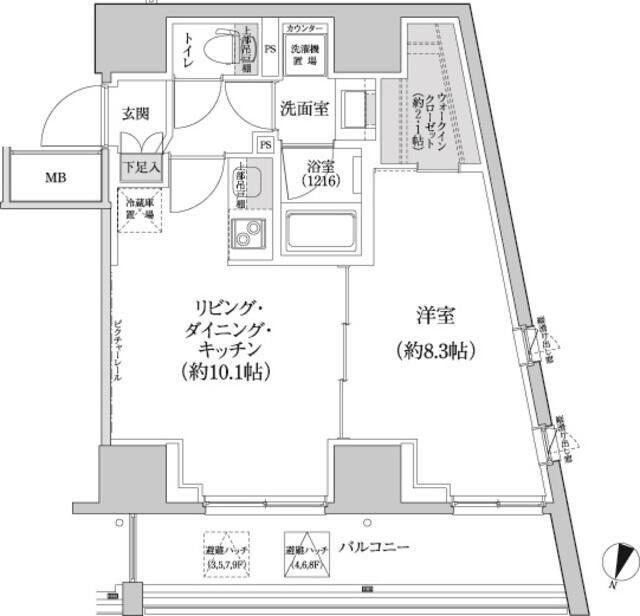 パークハビオ渋谷本町レジデンス(1LDK/5階)の間取り写真
