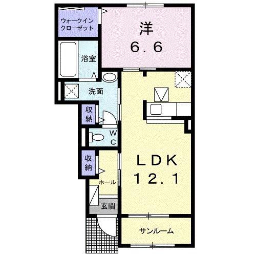 グレースコートD(1LDK/1階)の間取り写真