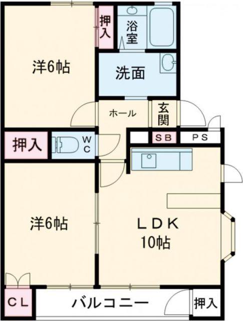 ハートフルハヤシ(2LDK/1階)の間取り写真