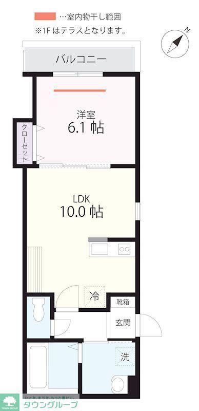 QUIET CRAB HOUSE TOGETHER 石川町(1LDK/2階)の間取り写真