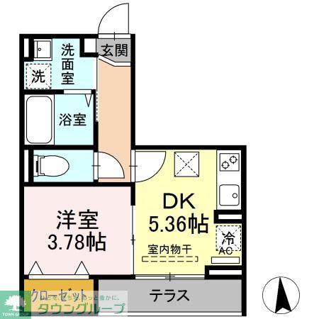 グリシーヌ(1DK/1階)の間取り写真