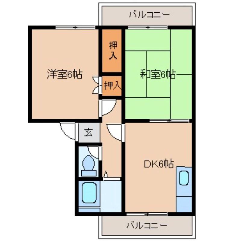 サンハイツ(2DK/3階)の間取り写真