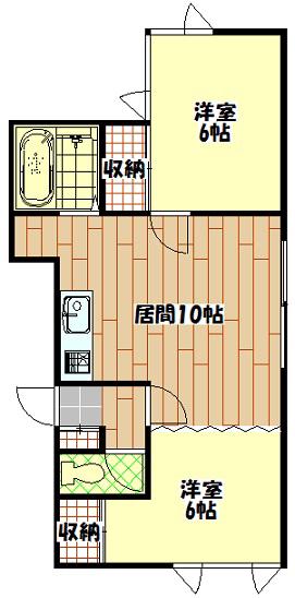 JR宗谷本線 旭川四条駅 徒歩20分 2階建 築36年(2LDK/1階)の間取り写真