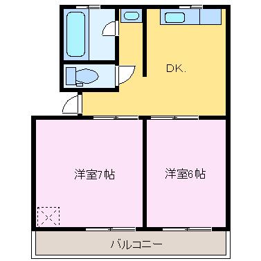 メゾン・蓮美(2DK/1階)の間取り写真