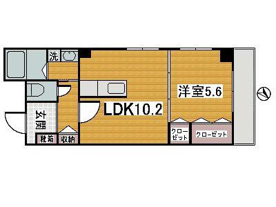 スイートエリア鴨池(1LDK/6階)の間取り写真