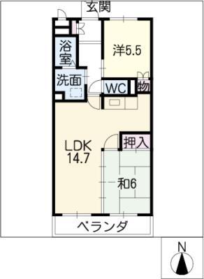 メルベーユ二村台(2LDK/2階)の間取り写真