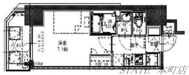 S-RESIDENCE福島玉川DEUX(1K/7階)の間取り写真