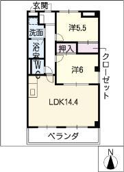セントラルハイツ舟岡(2LDK/2階)の間取り写真