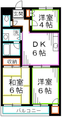 スカイパレスツカサ(3DK/2階)の間取り写真