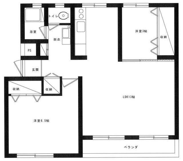 鶴見ハイツ(2LDK/2階)の間取り写真