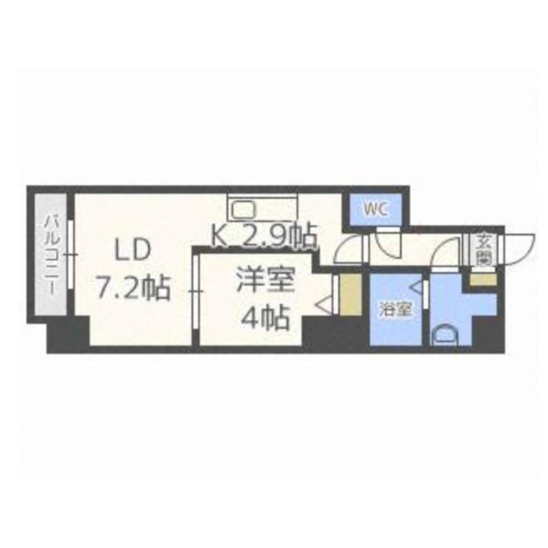 PRIME URBAN札幌医大前(1LDK/15階)の間取り写真