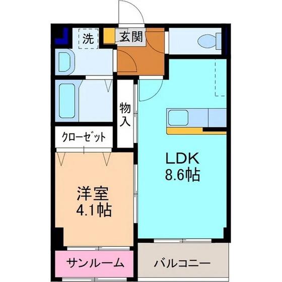 CALA ROSSO(1LDK/1階)の間取り写真