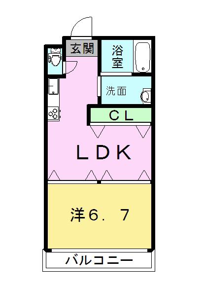 杉水マンション(1LDK/2階)の間取り写真