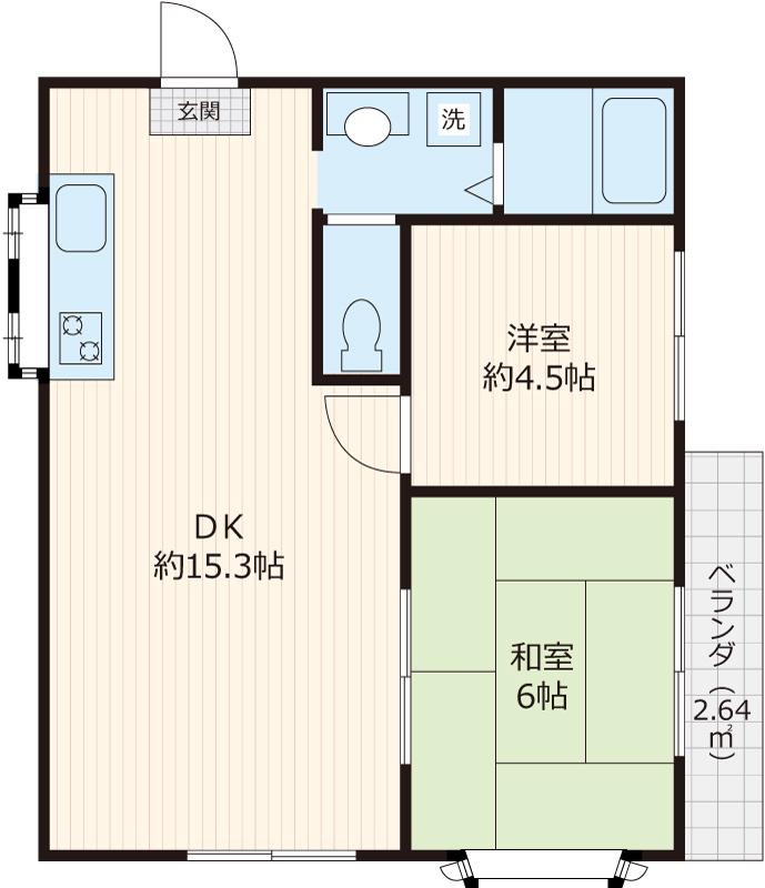 菊池ハイツ(2LDK/2階)の間取り写真