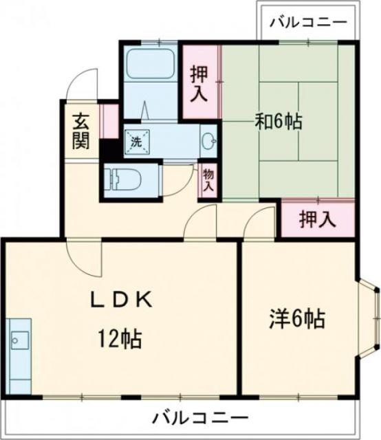 ピアシティ加藤(2LDK/4階)の間取り写真