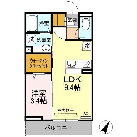 べルヴェデーレ B(1LDK/2階)の間取り写真