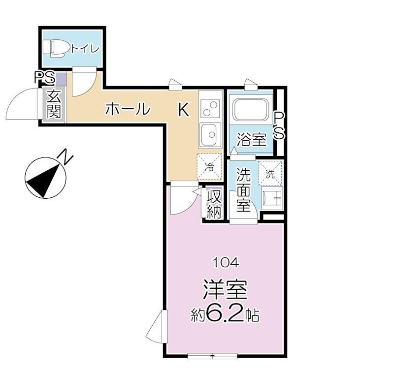 東京メトロ南北線 王子駅 徒歩6分 2階建 築4年(1K/1階)の間取り写真