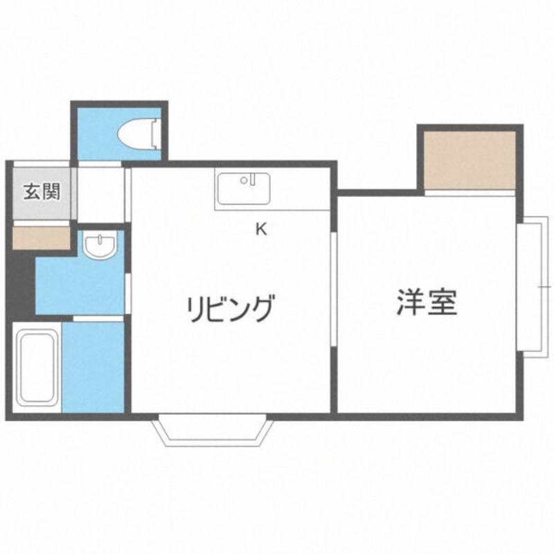 ミレニアム学園前(1DK/2階)の間取り写真