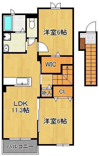 ハーバーS(2LDK/2階)の間取り写真