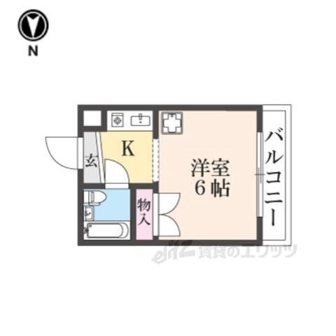 ジュネス神殿(1K/2階)の間取り写真