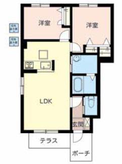 メゾンコスモA(2LDK/1階)の間取り写真