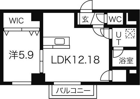 ソールタワー大通(1LDK/5階)の間取り写真