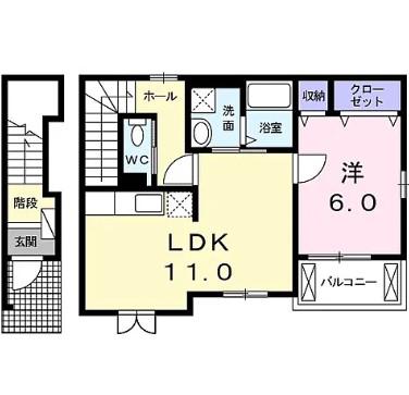 レ・セレーナII(1LDK/2階)の間取り写真