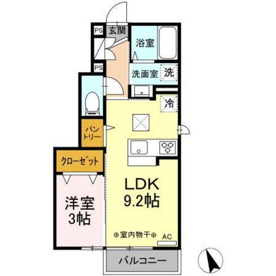 フェリス ニャン(1LDK/1階)の間取り写真