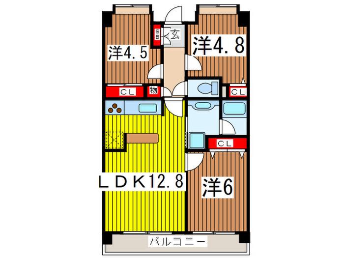 スターフィールド浦和常盤(3LDK/4階)の間取り写真