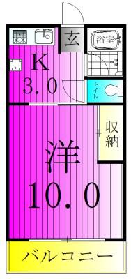 第三道野辺コーポ(1DK/2階)の間取り写真