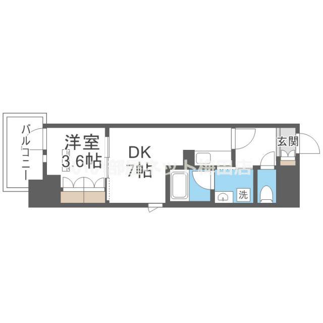 K-COURT谷町四丁目(1DK/9階)の間取り写真