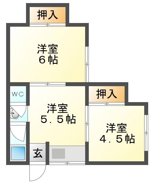 下畑町アパート(2DK/1階)の間取り写真