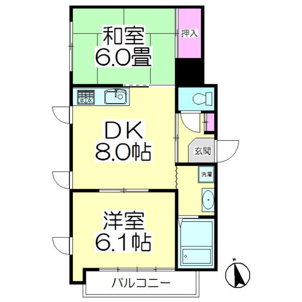 シーズンテラス(2DK/2階)の間取り写真
