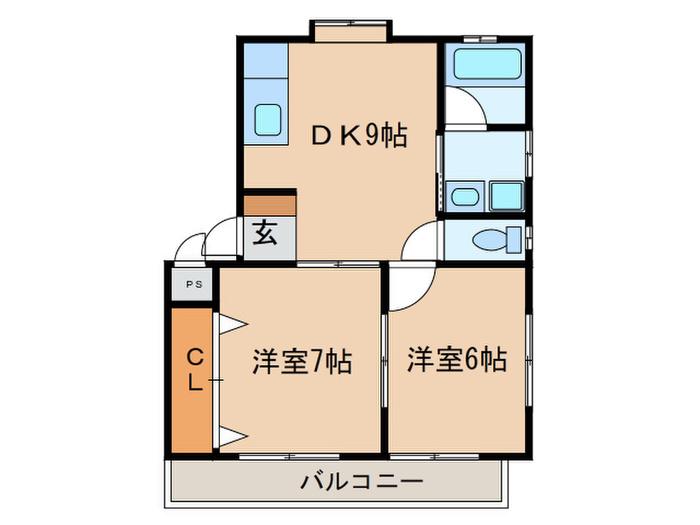 Kファースト(2DK/1階)の間取り写真