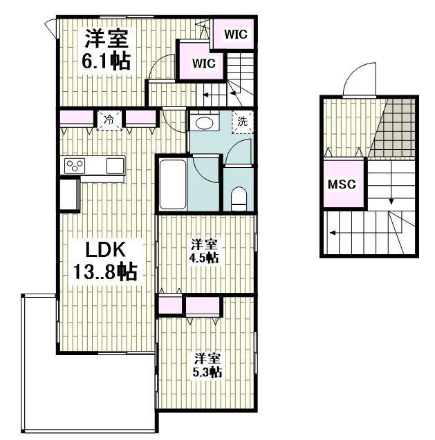 PARK HILLS(3LDK/2階)の間取り写真