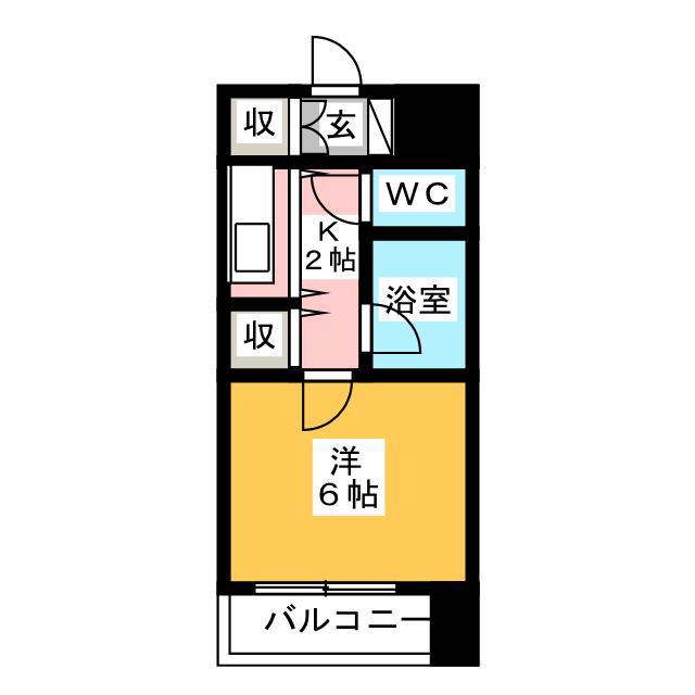ダイアパレス県庁前(1K/3階)の間取り写真