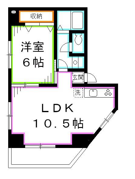 サンパレス三鷹台(1LDK/1階)の間取り写真