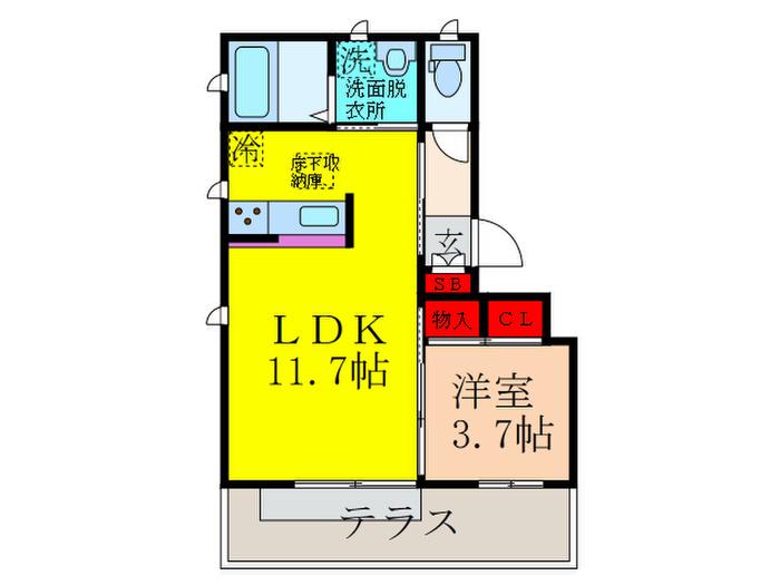 CURAVIE南正雀(1LDK/1階)の間取り写真