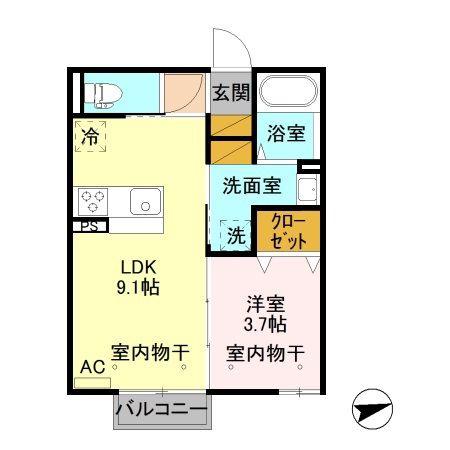 アトリオ(1LDK/2階)の間取り写真