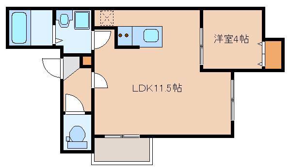 リテラ空港エスト(1LDK/1階)の間取り写真