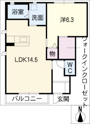 MAST TOWN平井 B棟(1LDK/1階)の間取り写真