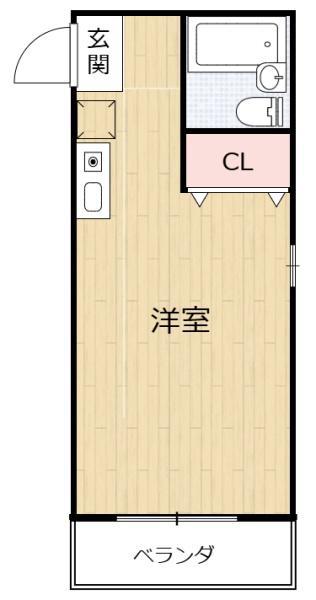 ゆうハイツ流町(ワンルーム/2階)の間取り写真