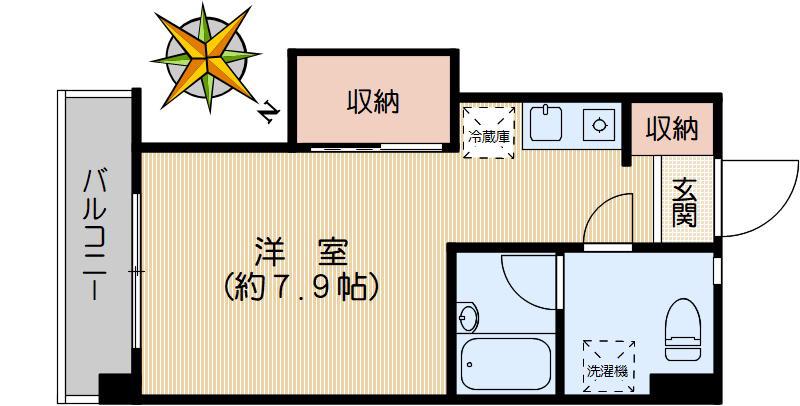山口ビル(ワンルーム/2階)の間取り写真