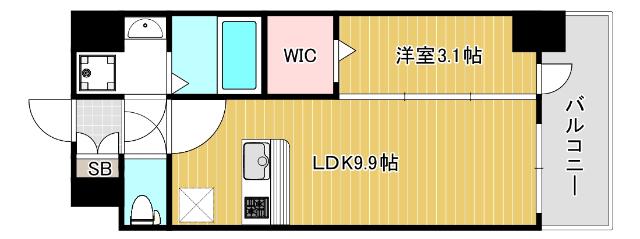 ALIVISドーム前(1LDK/11階)の間取り写真