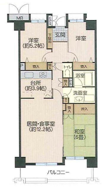 小松川五番館(3LDK/2階)の間取り写真