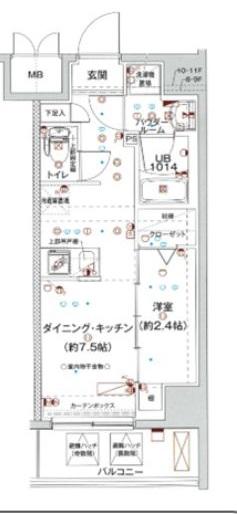 スパシエルクス亀戸(1DK/7階)の間取り写真