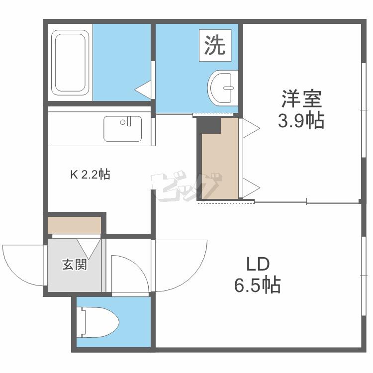 FIRST LEBEN月寒(1LDK/1階)の間取り写真