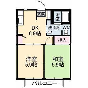 パークボナベンチャーハイツ(2DK/2階)の間取り写真