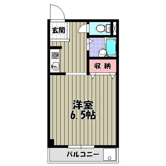 メロディーハイム(1K/2階)の間取り写真