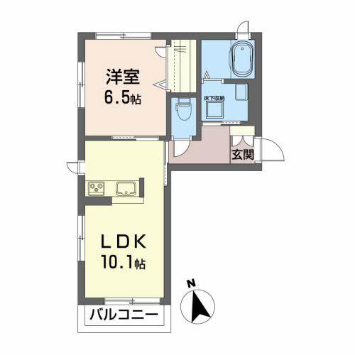 シャーメゾン松ヶ丘(1LDK/1階)の間取り写真